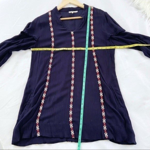 Tularosa X Revolve Arabella Navy Embroidered Elastic Cuffs Tunic Dress XS - Picture 11 of 12